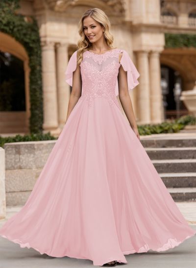 A-Line Scoop Neck Sleeveless Chiffon Mother Of The Bride Dresses With Lace