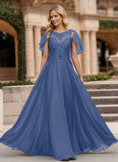 A-Line Scoop Neck Sleeveless Chiffon Mother Of The Bride Dresses With Lace