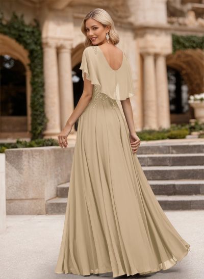 A-Line Scoop Neck Sleeveless Chiffon Mother Of The Bride Dresses With Lace