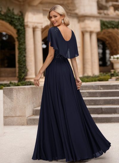 A-Line Scoop Neck Sleeveless Chiffon Mother Of The Bride Dresses With Lace