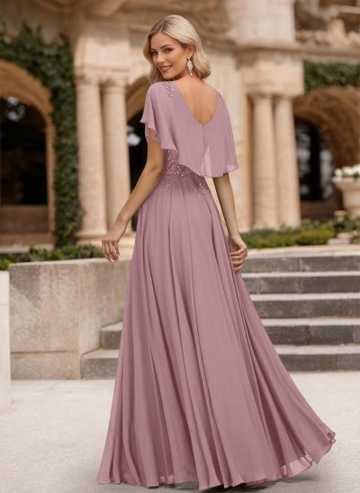 A-Line Scoop Neck Sleeveless Chiffon Mother Of The Bride Dresses With Lace