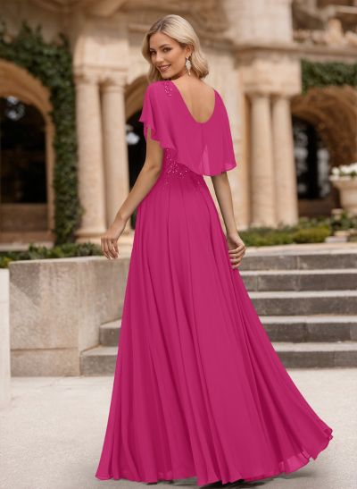 A-Line Scoop Neck Sleeveless Chiffon Mother Of The Bride Dresses With Lace