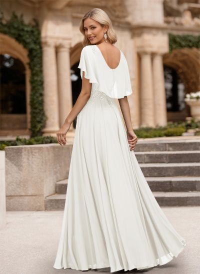 A-Line Scoop Neck Sleeveless Chiffon Mother Of The Bride Dresses With Lace