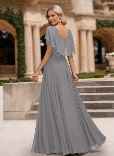 A-Line Scoop Neck Sleeveless Chiffon Mother Of The Bride Dresses With Lace