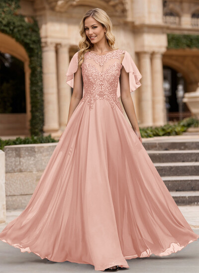 A-Line Scoop Neck Sleeveless Chiffon Mother Of The Bride Dresses With Lace