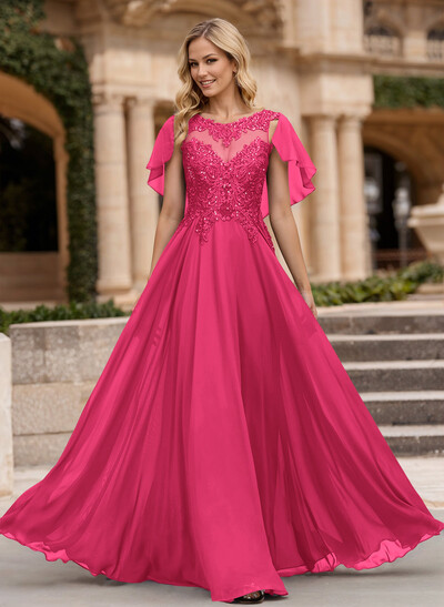 A-Line Scoop Neck Sleeveless Chiffon Mother Of The Bride Dresses With Lace