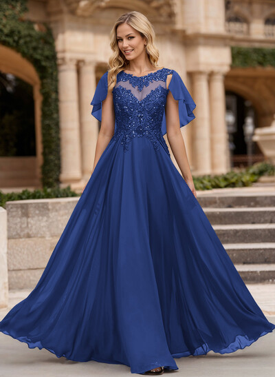 A-Line Scoop Neck Sleeveless Chiffon Mother Of The Bride Dresses With Lace