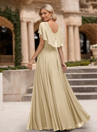 A-Line Scoop Neck Sleeveless Chiffon Mother Of The Bride Dresses With Lace
