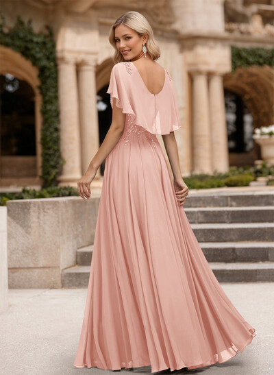 A-Line Scoop Neck Sleeveless Chiffon Mother Of The Bride Dresses With Lace
