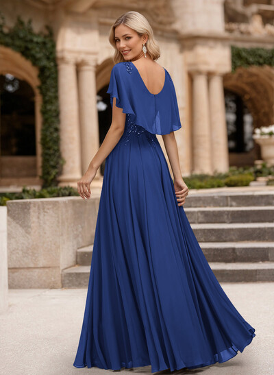 A-Line Scoop Neck Sleeveless Chiffon Mother Of The Bride Dresses With Lace