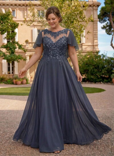 A-Line Scoop Neck Sleeveless Chiffon Mother Of The Bride Dresses With Lace