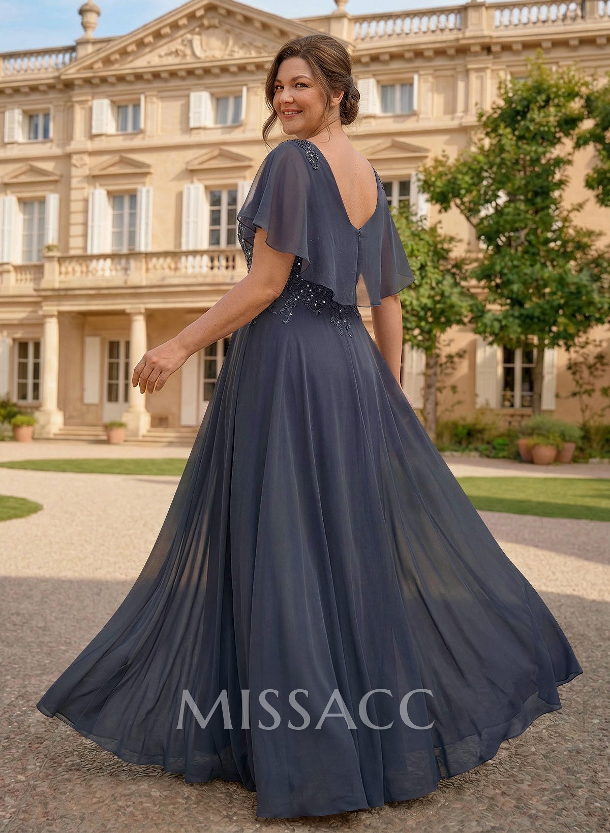 A-Line Scoop Neck Sleeveless Chiffon Mother Of The Bride Dresses With Lace