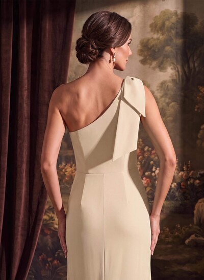 Sheath/Column One-Shoulder Elastic Satin Mother Of The Bride Dresses With Bow(s)
