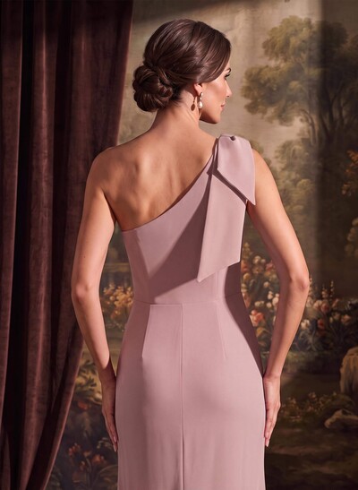 Sheath/Column One-Shoulder Elastic Satin Mother Of The Bride Dresses With Bow(s)