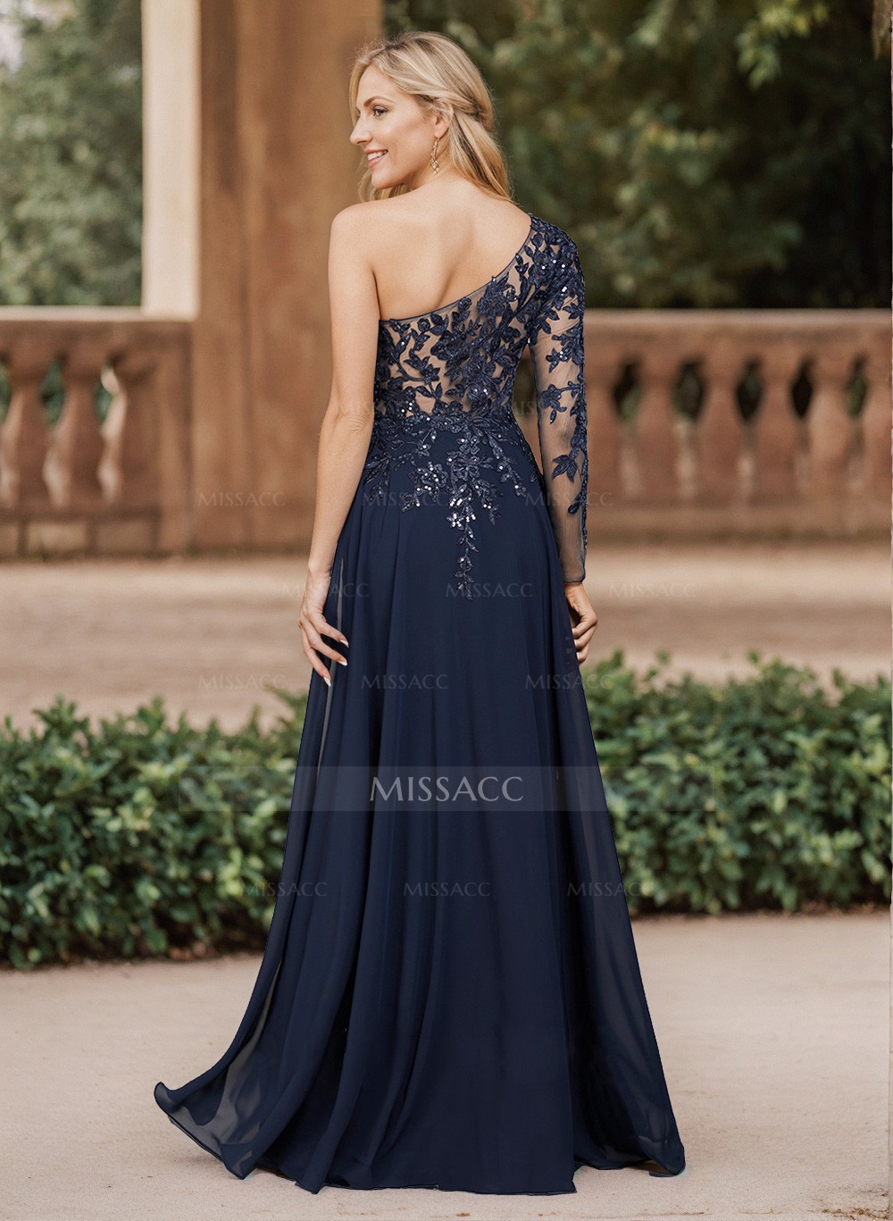 A-Line One-Shoulder Chiffon Mother Of The Bride Dresses With High Split