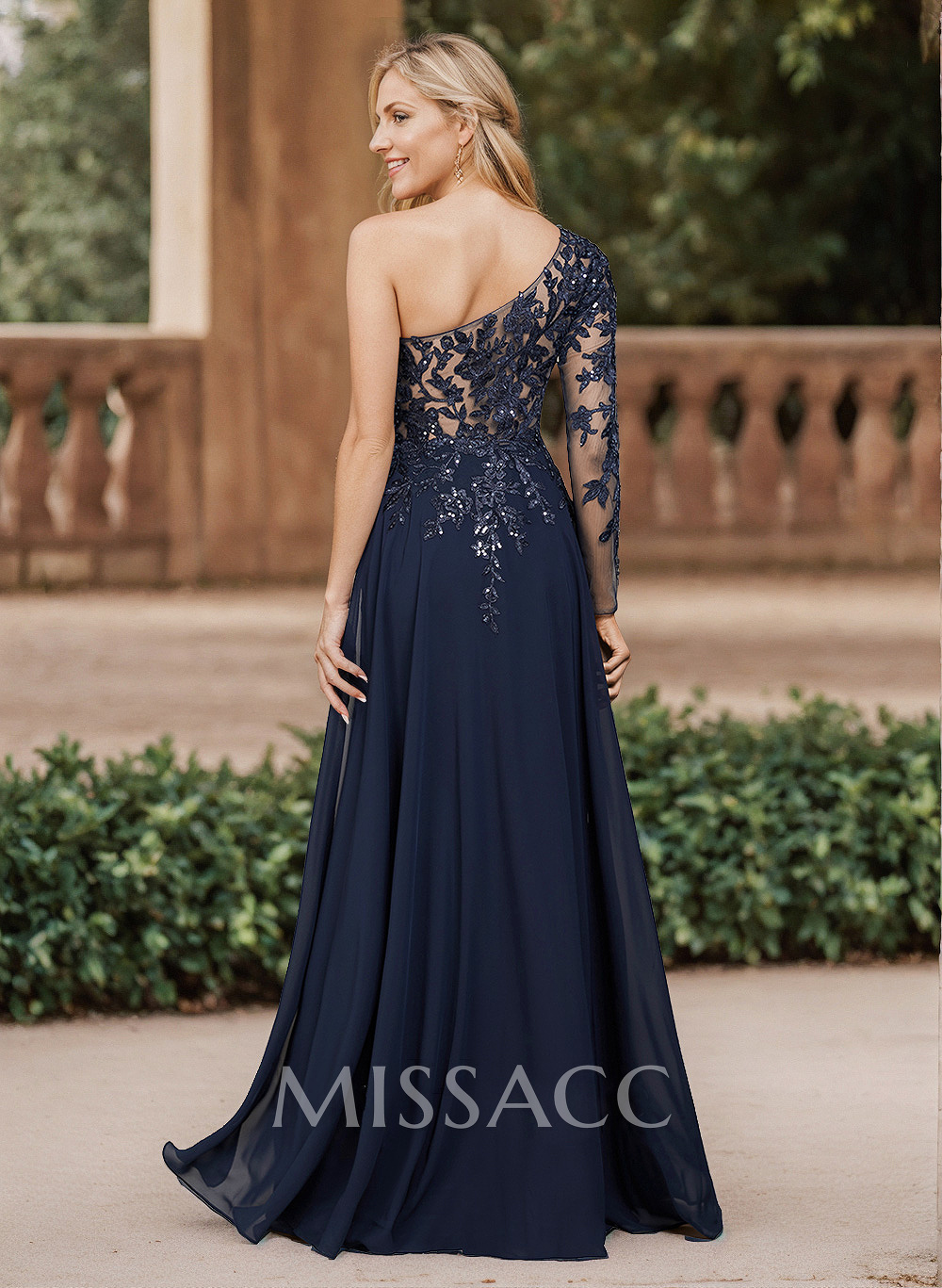 A-Line One-Shoulder Chiffon Mother Of The Bride Dresses With High Split