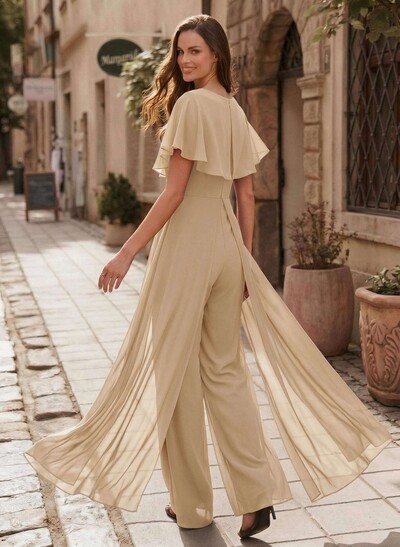 Jumpsuit/Pantsuit V-Neck Floor-Length Chiffon Mother Of The Bride Dresses