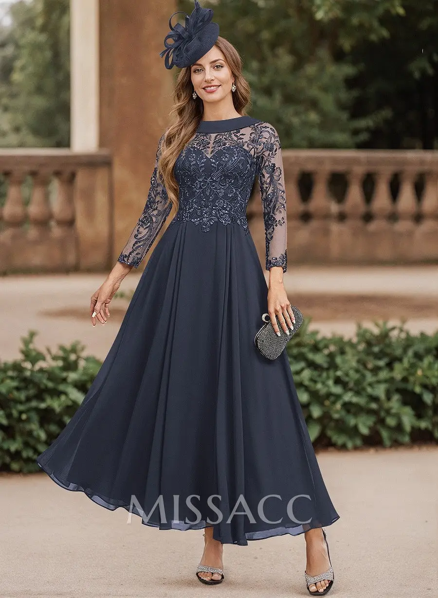 A-Line Scoop Neck Ankle-Length Chiffon Mother Of The Bride Dresses