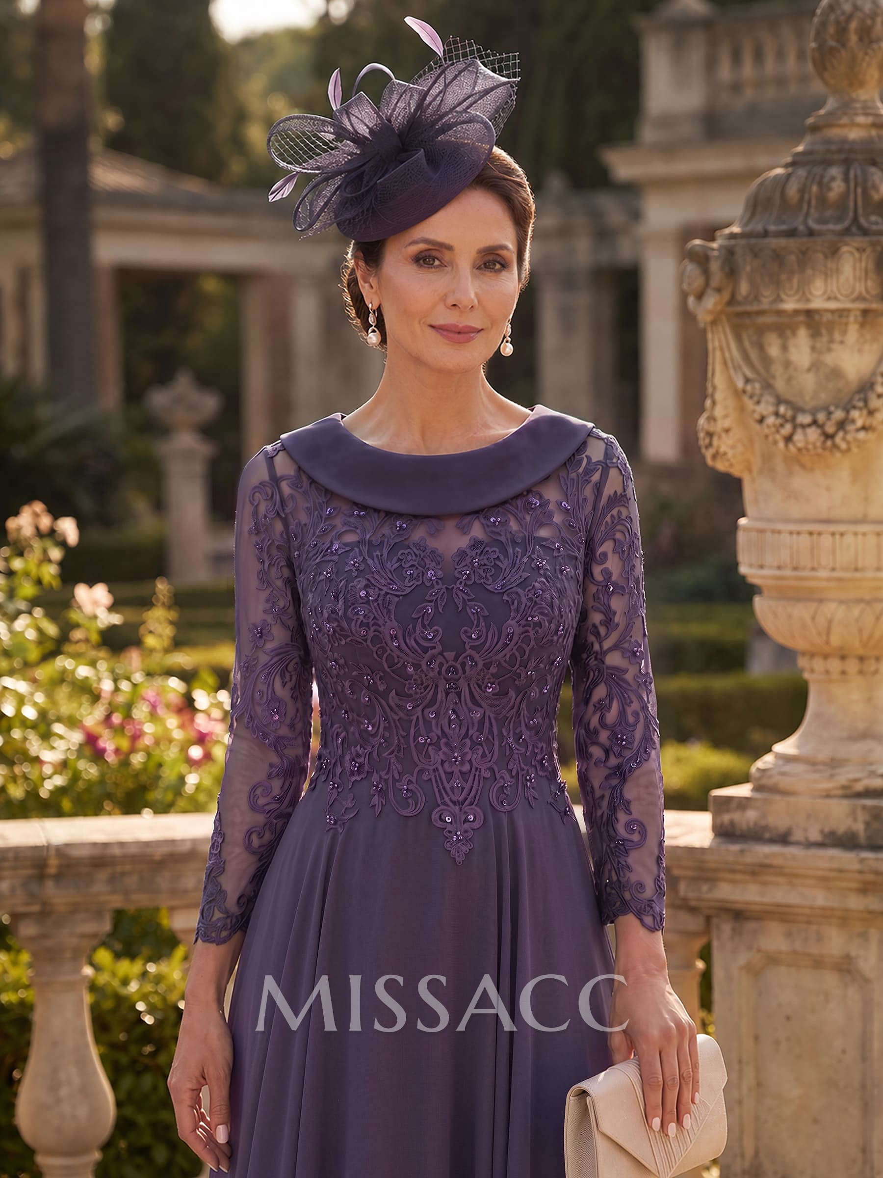 A-Line Scoop Neck Ankle-Length Chiffon Mother Of The Bride Dresses With Lace A-Line Scoop Neck Ankle-Length Chiffon Mother Of The Bride Dresses With Lace