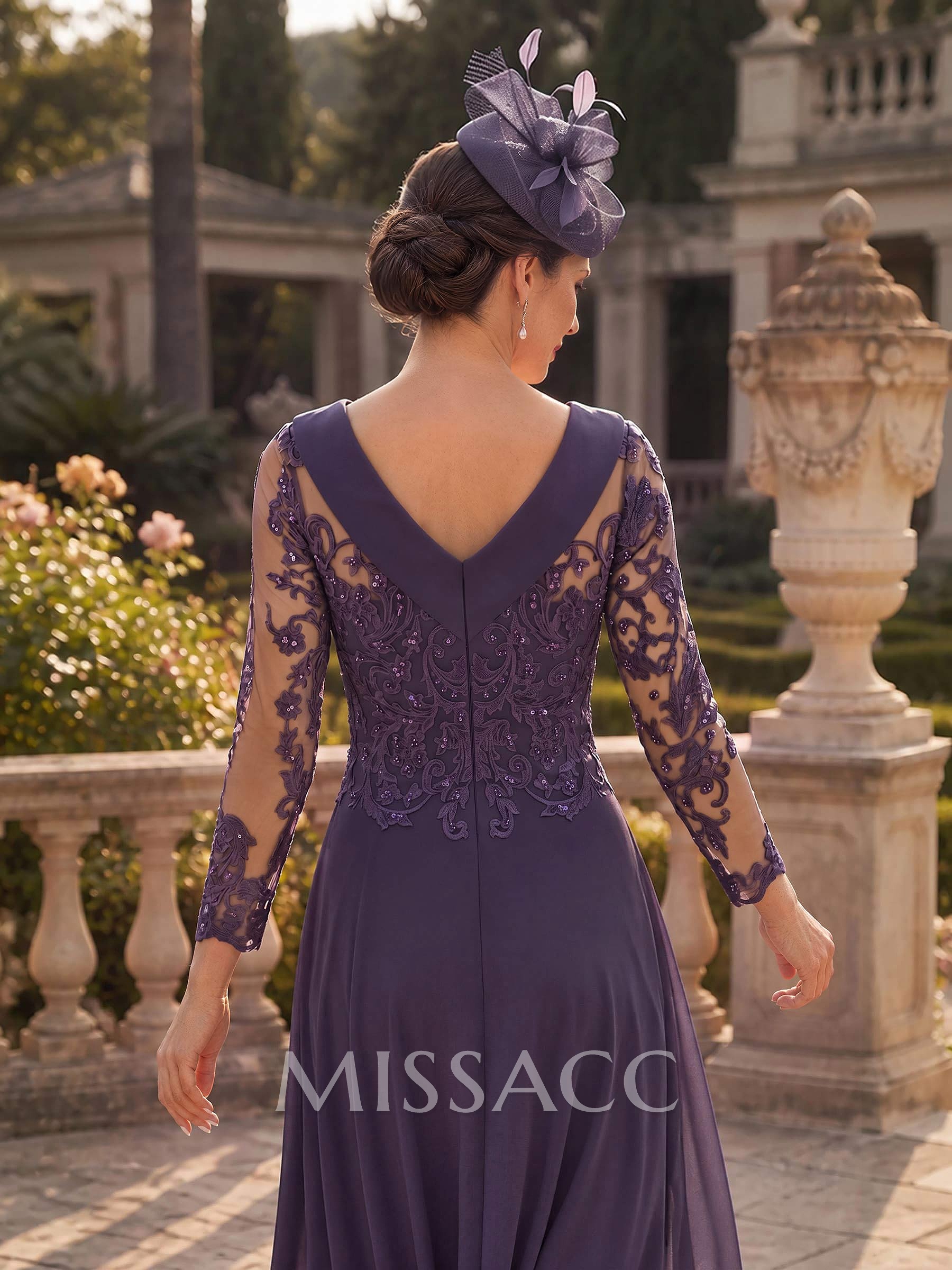 A-Line Scoop Neck Ankle-Length Chiffon Mother Of The Bride Dresses With Lace