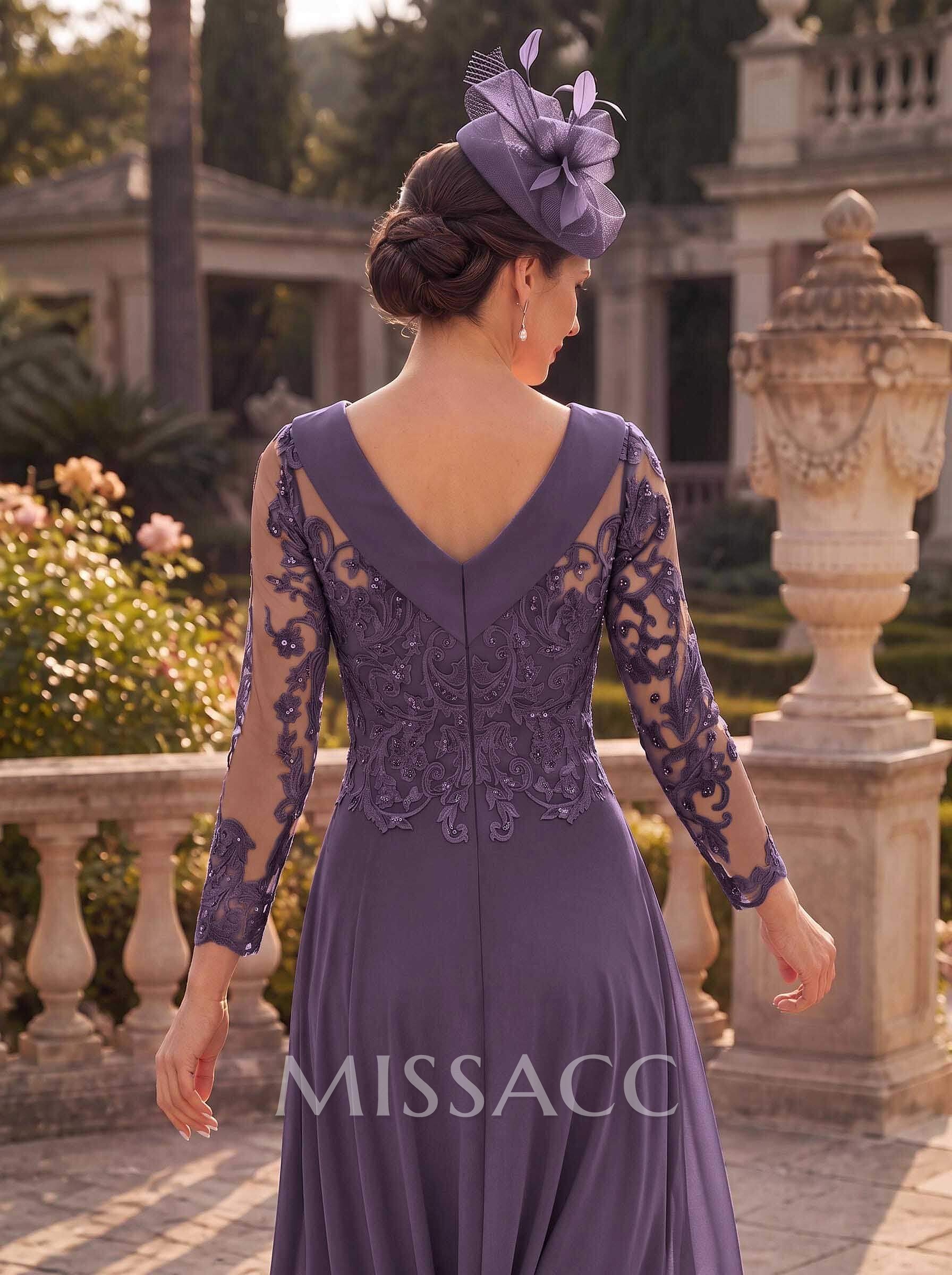 A-Line Scoop Neck Ankle-Length Chiffon Mother Of The Bride Dresses With Lace