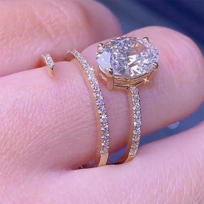 Fashion Design Oval Cut Wedding Band In Sterling Silver