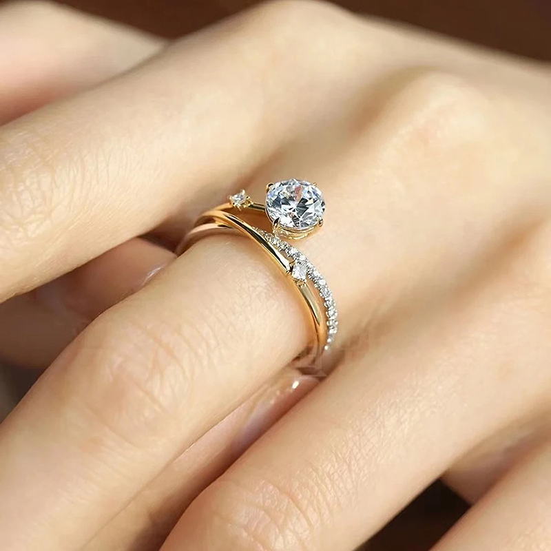 Elegant 18K Gold-Plated Sterling Silver Engagement Ring