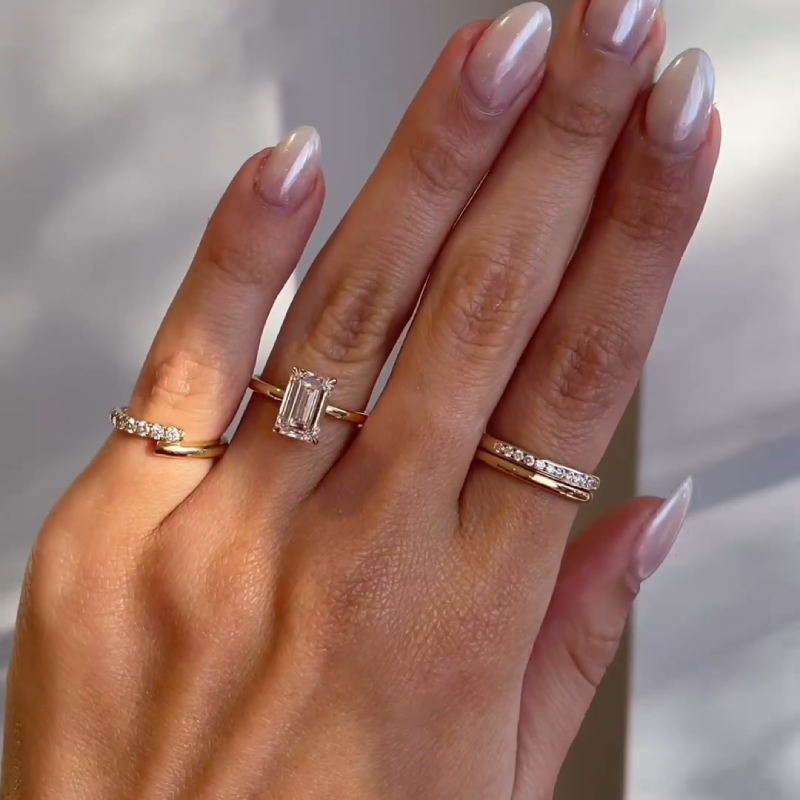 Elegant Emerald Cut 6PC Wedding Ring Set In Sterling Silver