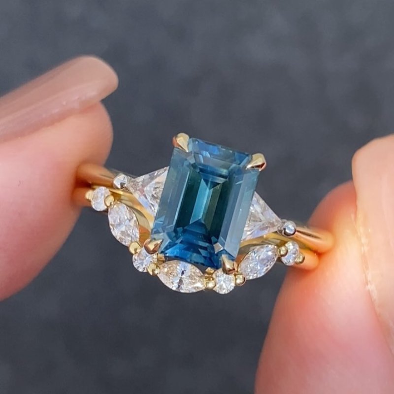 Elegant Emerald Cut 4PC Wedding Ring Set In Sterling Silver