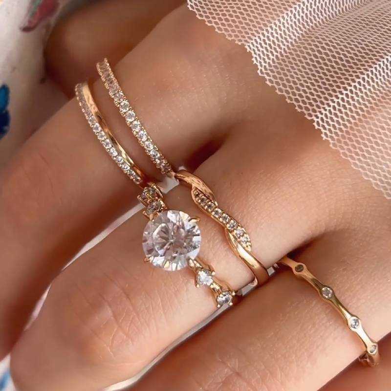 Stunning Round Cut 5PC Wedding Ring Set In Sterling Silver