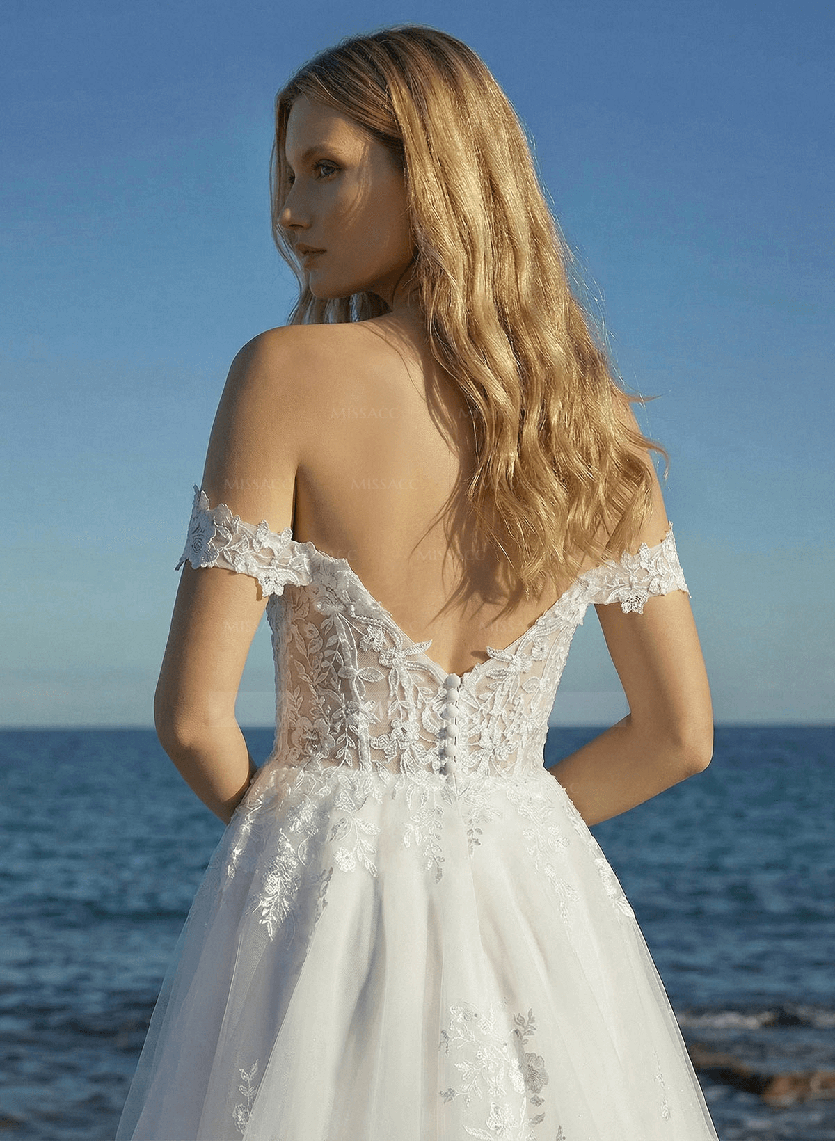 Plus Size A-Line Off-The-Shoulder Sweep Train Tulle Wedding Dresses With Lace