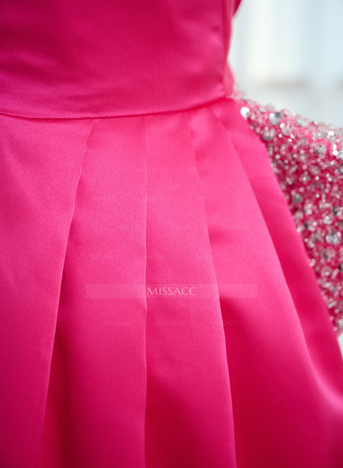 Sheath/Column One-Shoulder Sweep Train Satin Bridesmaid Dresses With Rhinestone