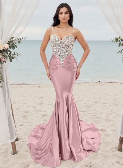 Trumpet/Mermaid Sweetheart Sleeveless Silk Like Satin Bridesmaid Dresses