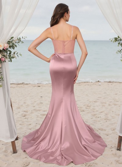 Trumpet/Mermaid Sweetheart Sleeveless Silk Like Satin Bridesmaid Dresses