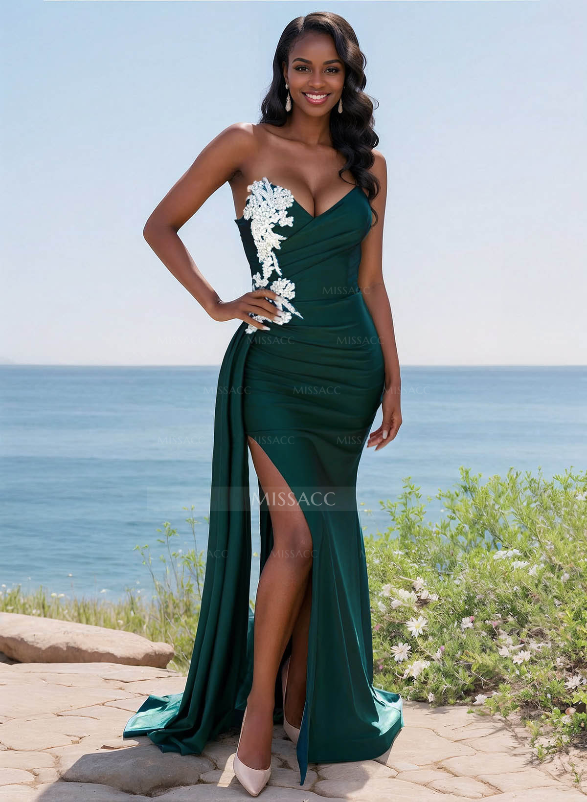 Trumpet/Mermaid Sweetheart Stretch Satin Knit Bridesmaid Dresses With High Split