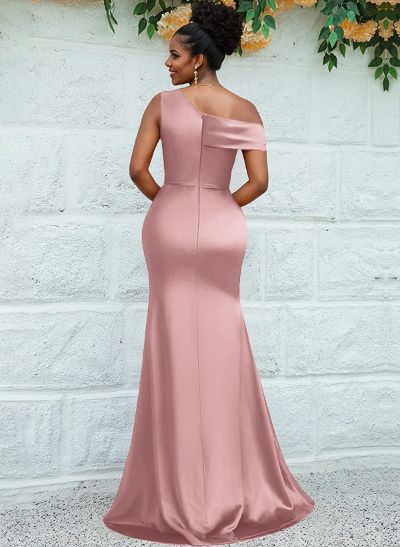 Trumpet/Mermaid Asymmetrical Sweep Train Charmeuse Bridesmaid Dresses