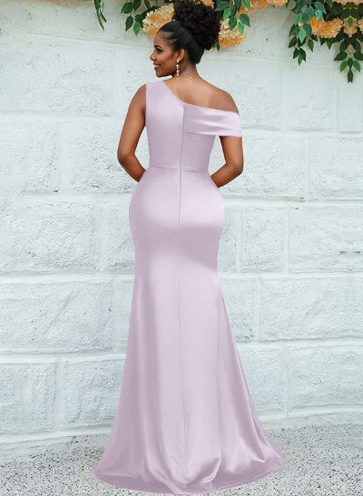 Trumpet/Mermaid Asymmetrical Sweep Train Charmeuse Bridesmaid Dresses