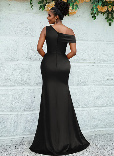 Trumpet/Mermaid Asymmetrical Sweep Train Charmeuse Bridesmaid Dresses