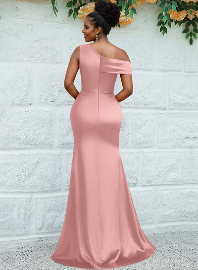 Trumpet/Mermaid Asymmetrical Sweep Train Charmeuse Bridesmaid Dresses