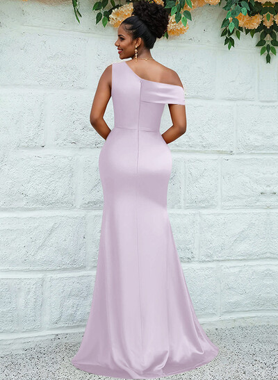 Trumpet/Mermaid Asymmetrical Sweep Train Charmeuse Bridesmaid Dresses