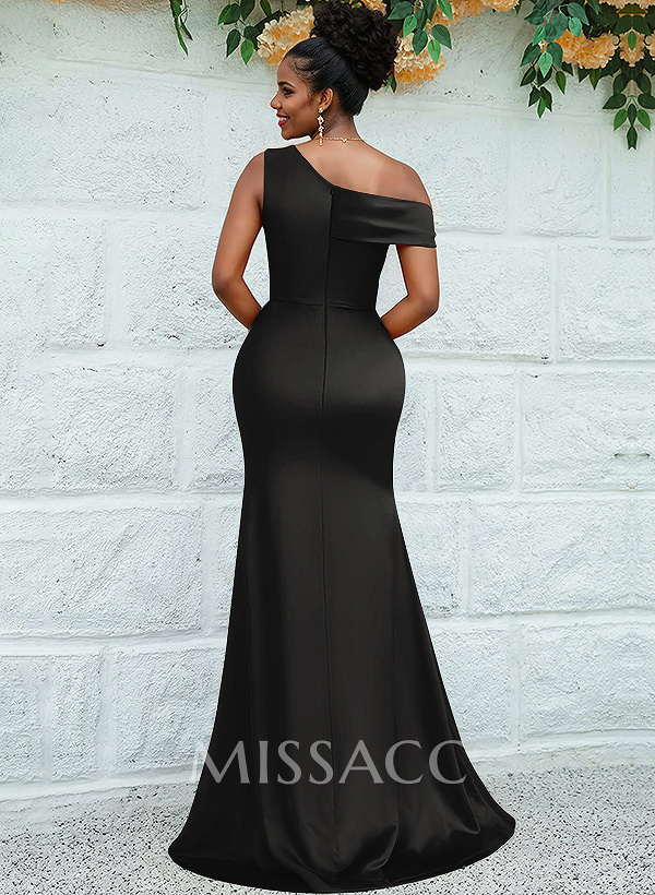 Trumpet/Mermaid Asymmetrical Sweep Train Charmeuse Bridesmaid Dresses