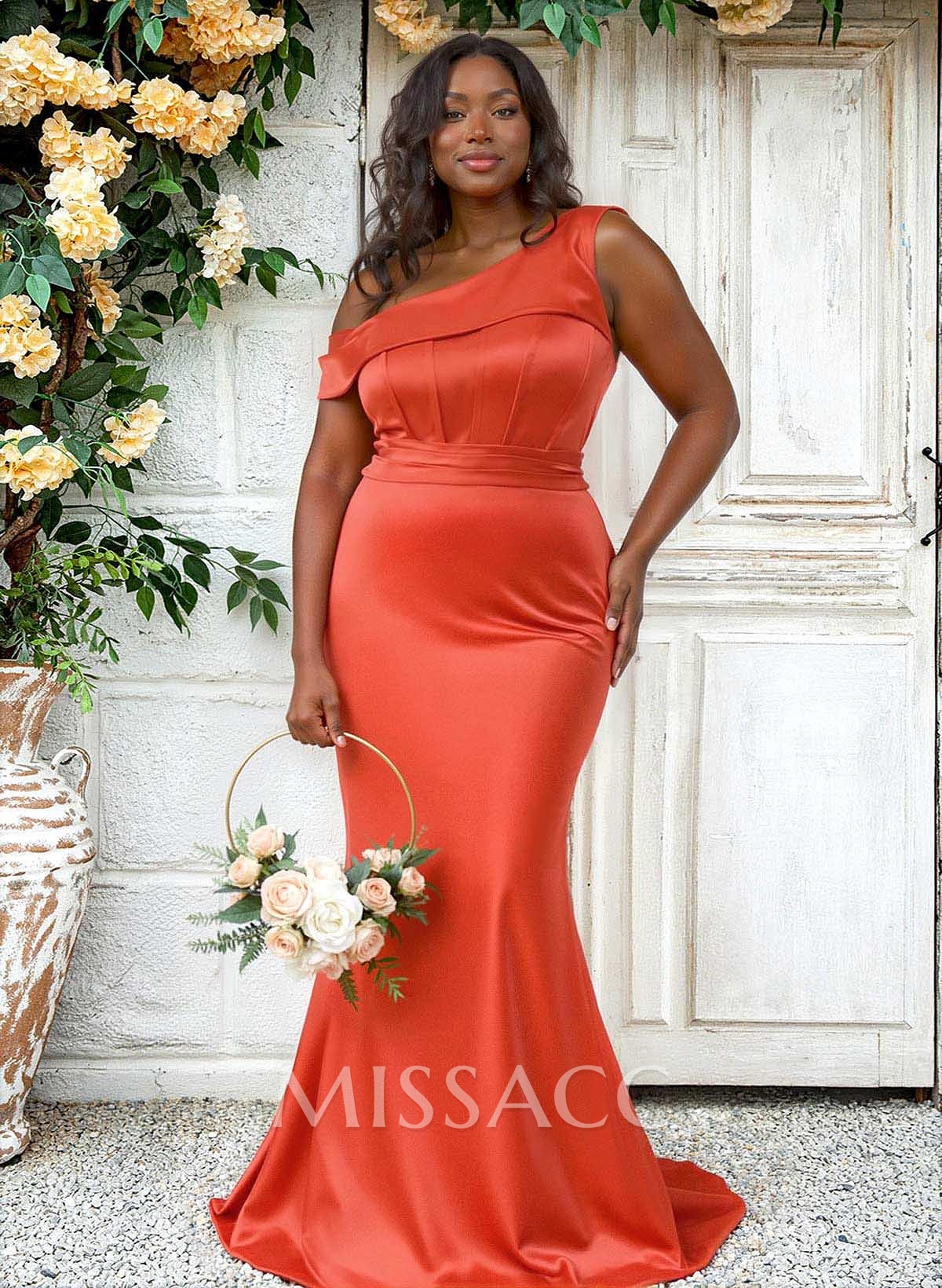 Trumpet/Mermaid Asymmetrical Sweep Train Charmeuse Bridesmaid Dresses Trumpet/Mermaid Asymmetrical Sweep Train Charmeuse Bridesmaid Dresses