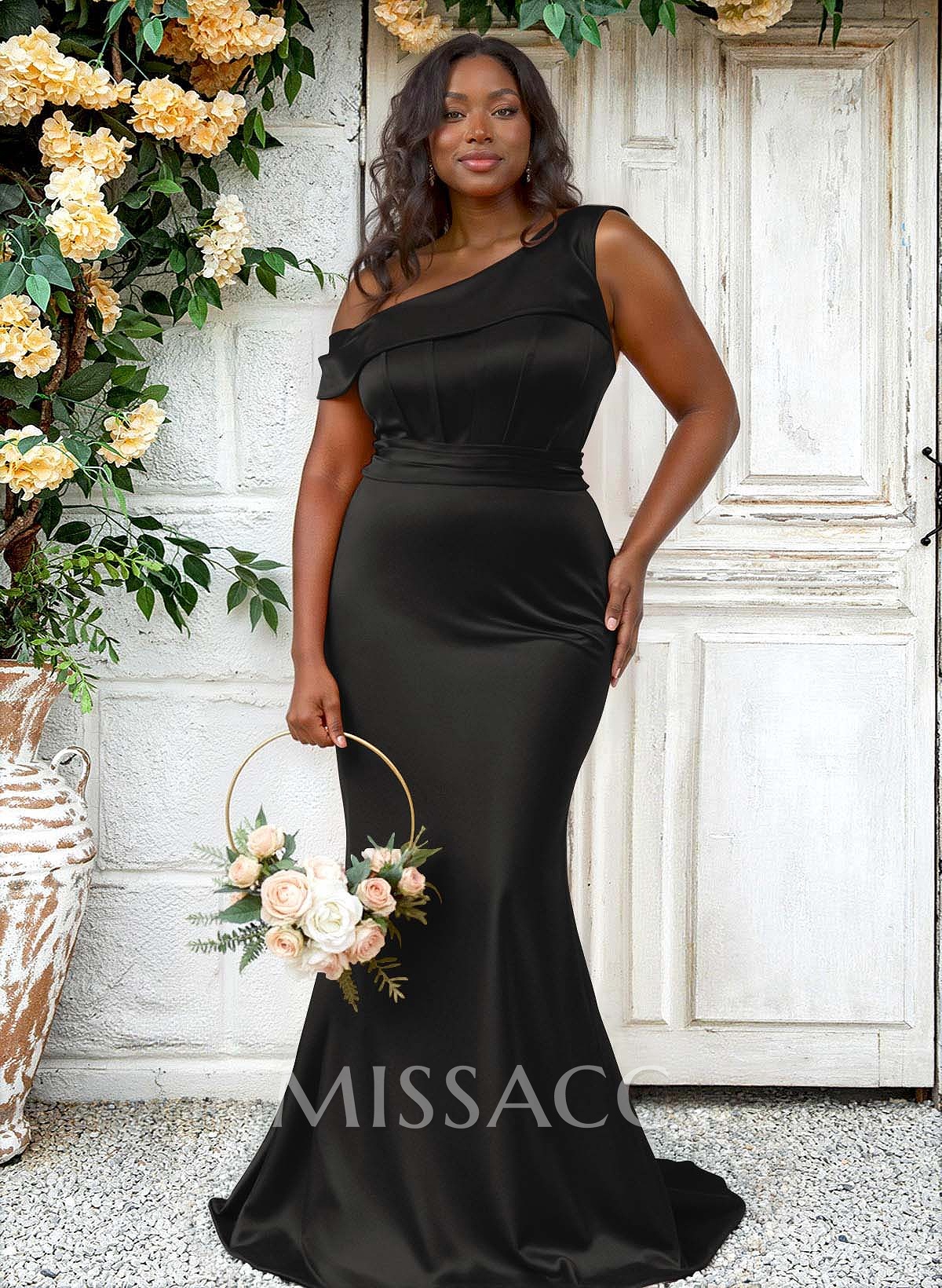 Trumpet/Mermaid Asymmetrical Sweep Train Charmeuse Bridesmaid Dresses
