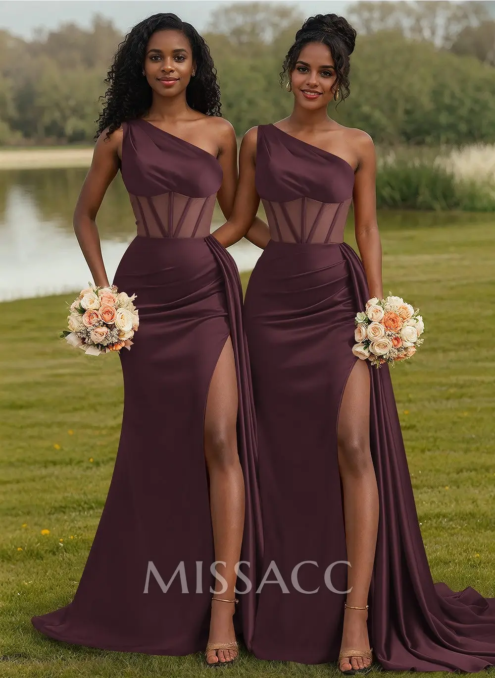 Trumpet/Mermaid One-Shoulder Silk Like Satin Bridesmaid Dresses