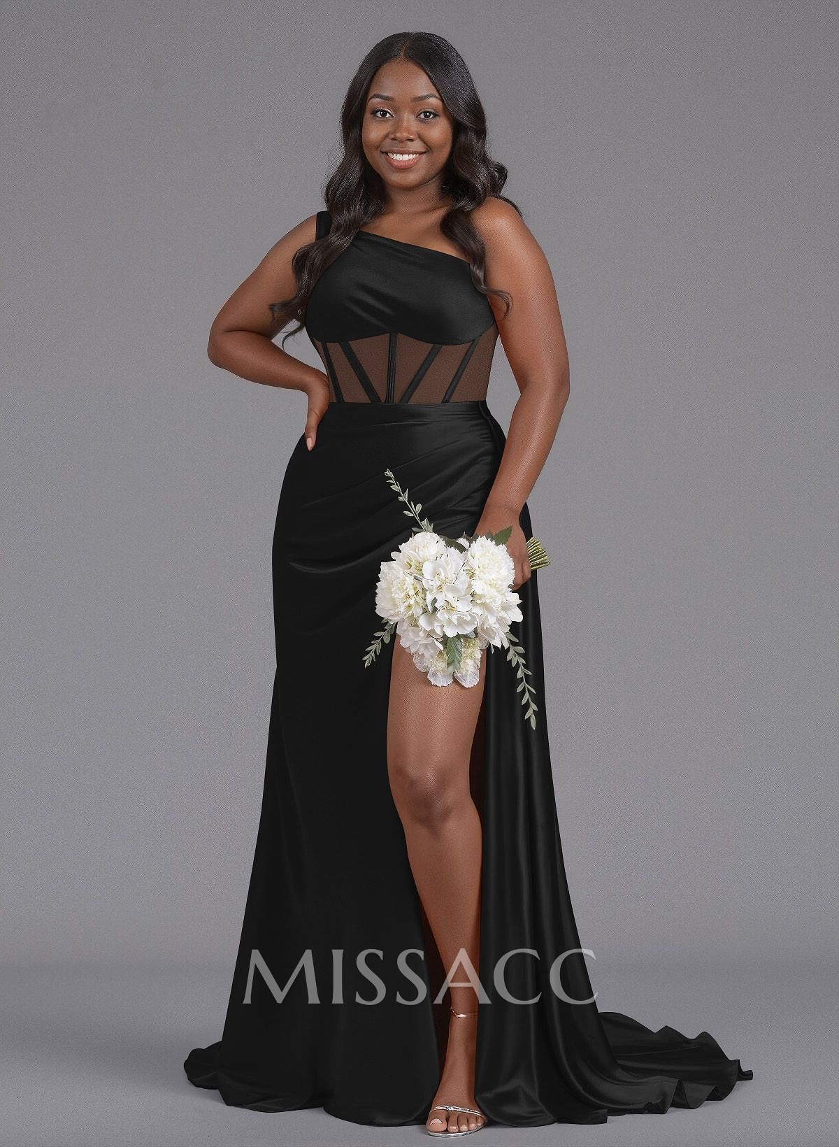 Trumpet/Mermaid One-Shoulder Silk Like Satin Bridesmaid Dresses With High Split