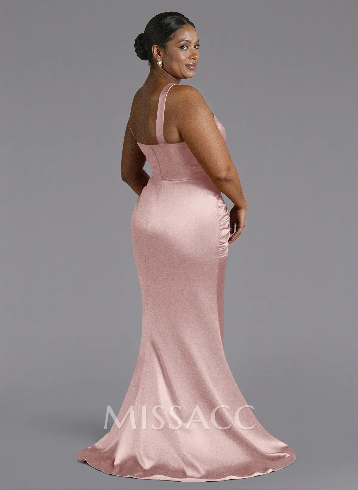 Trumpet/Mermaid One-Shoulder Sweep Train Silk Like Satin