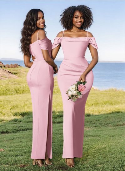 Sheath/Column Off-The-Shoulder Elastic Satin(Slight Stretch) Bridesmaid Dresses