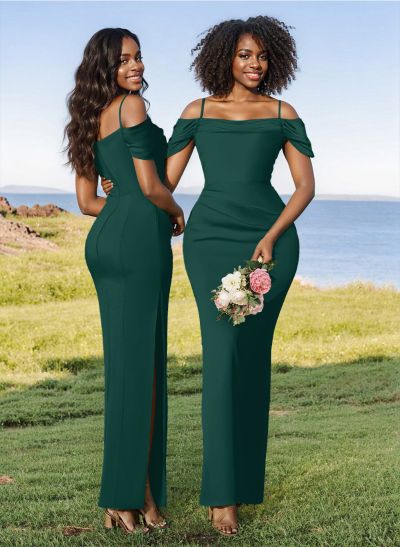 Sheath/Column Off-The-Shoulder Elastic Satin(Slight Stretch) Bridesmaid Dresses