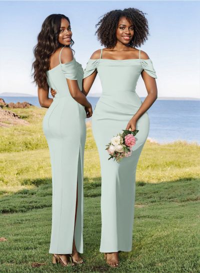 Sheath/Column Off-The-Shoulder Elastic Satin(Slight Stretch) Bridesmaid Dresses