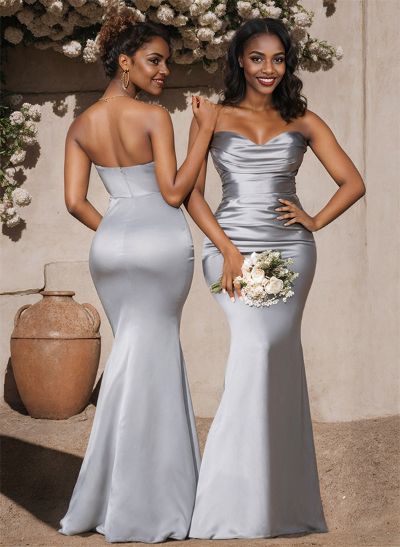 Trumpet/Mermaid Sweetheart Sleeveless Silk Like Satin Bridesmaid Dress